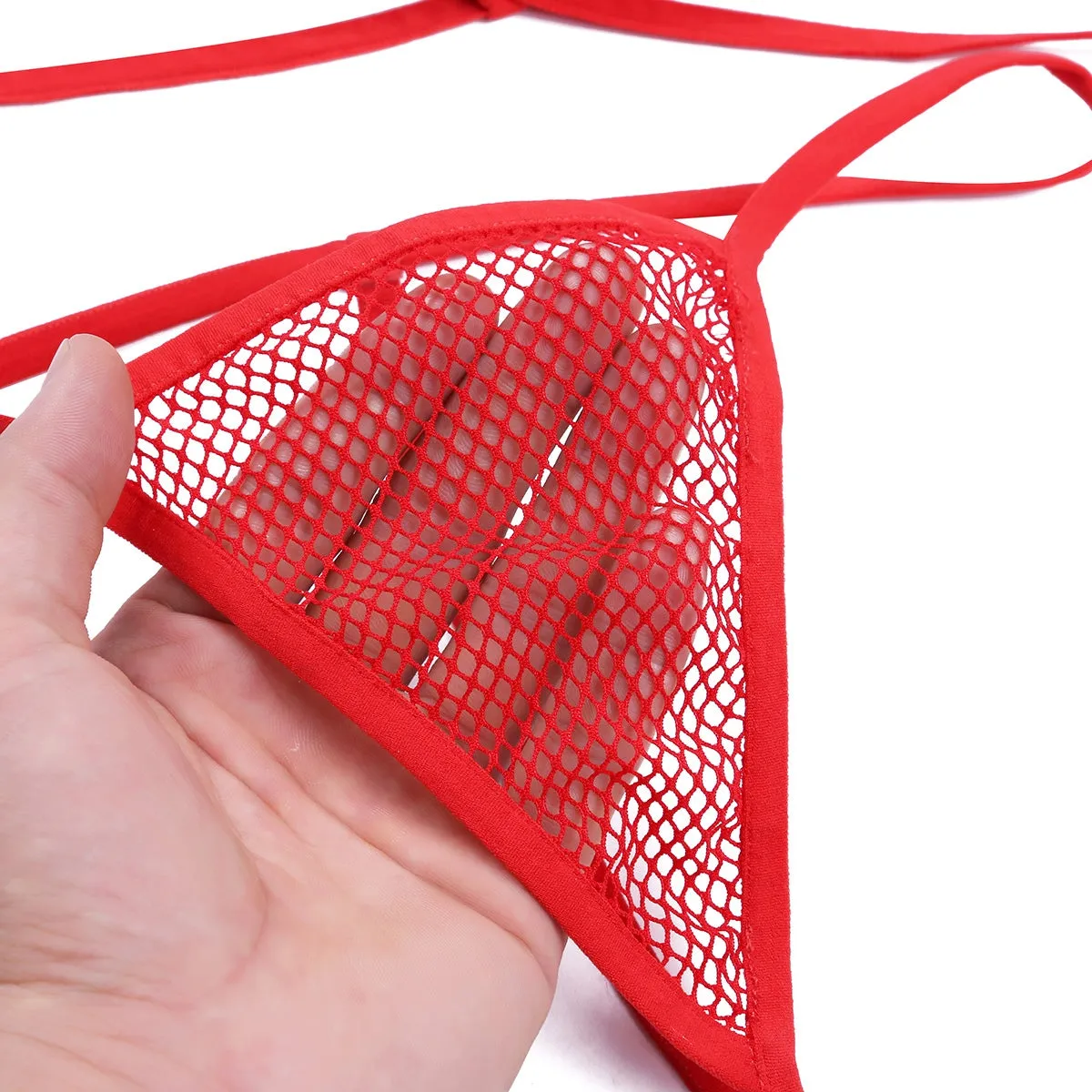2 Piece Swimsuit Bra Top with Matching G-string Swimwear Lingerie Fishnet See-through Bikini Thongs Swimming Suit