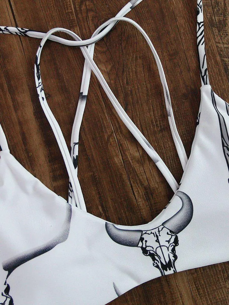 Animal Print Strappy Back Bikini Set