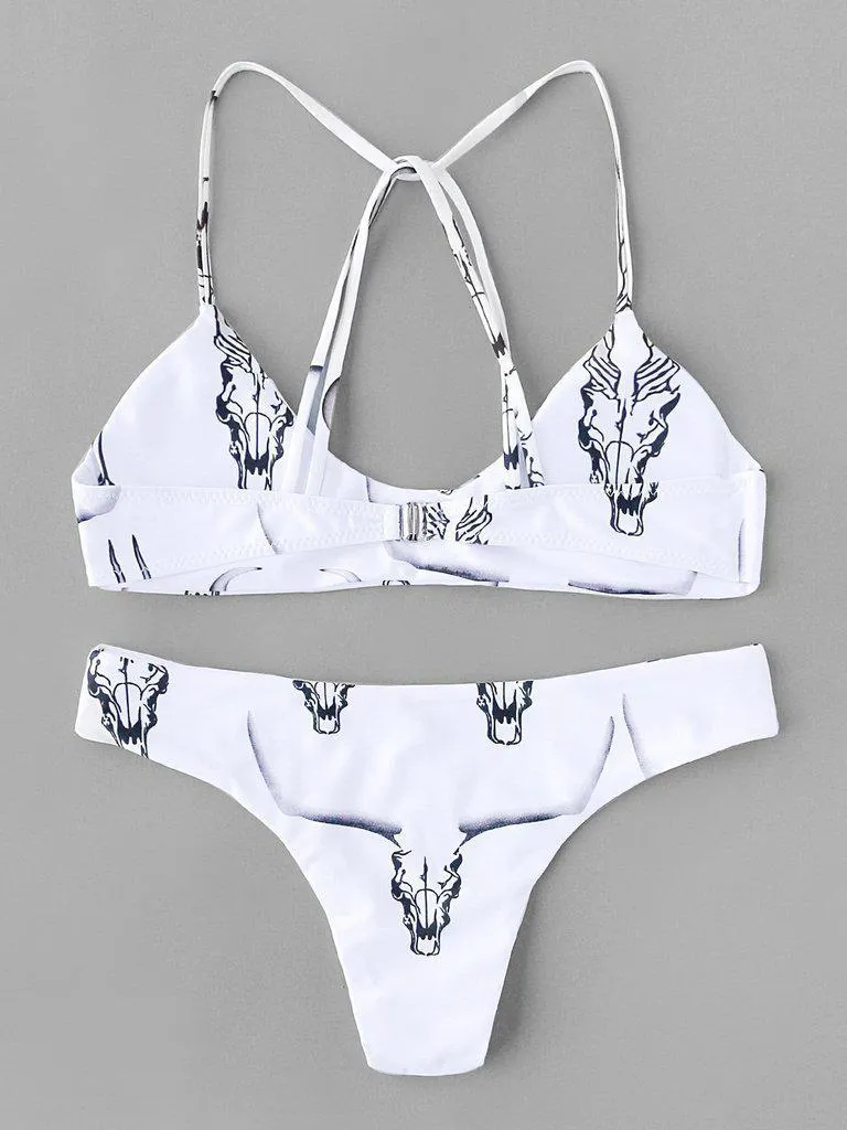 Animal Print Strappy Back Bikini Set