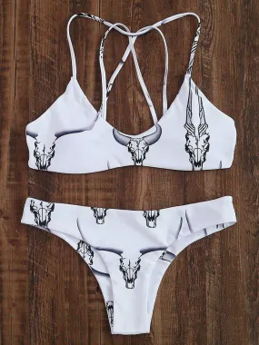 Animal Print Strappy Back Bikini Set
