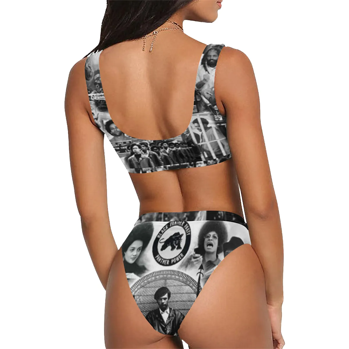 BLACK PANTHER PARTY Sport Top & High-Waisted Bikini Swimsuit