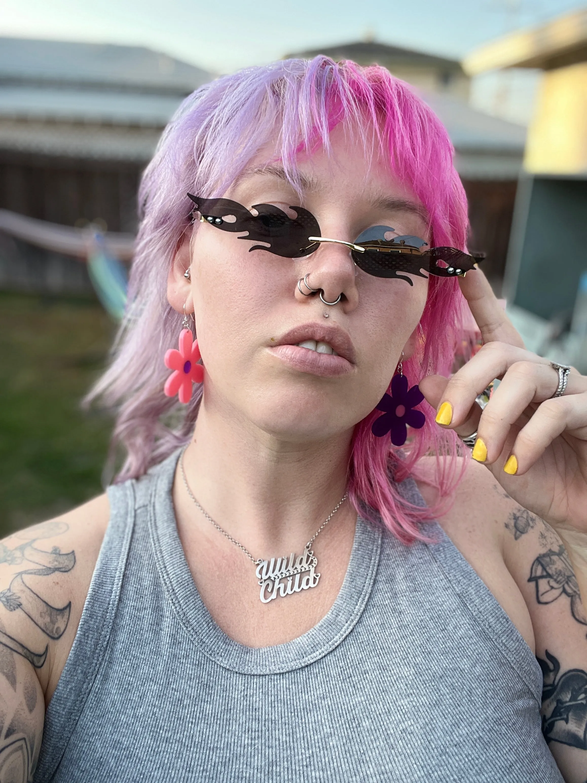 Black Reflective Flamin' Sunglasses