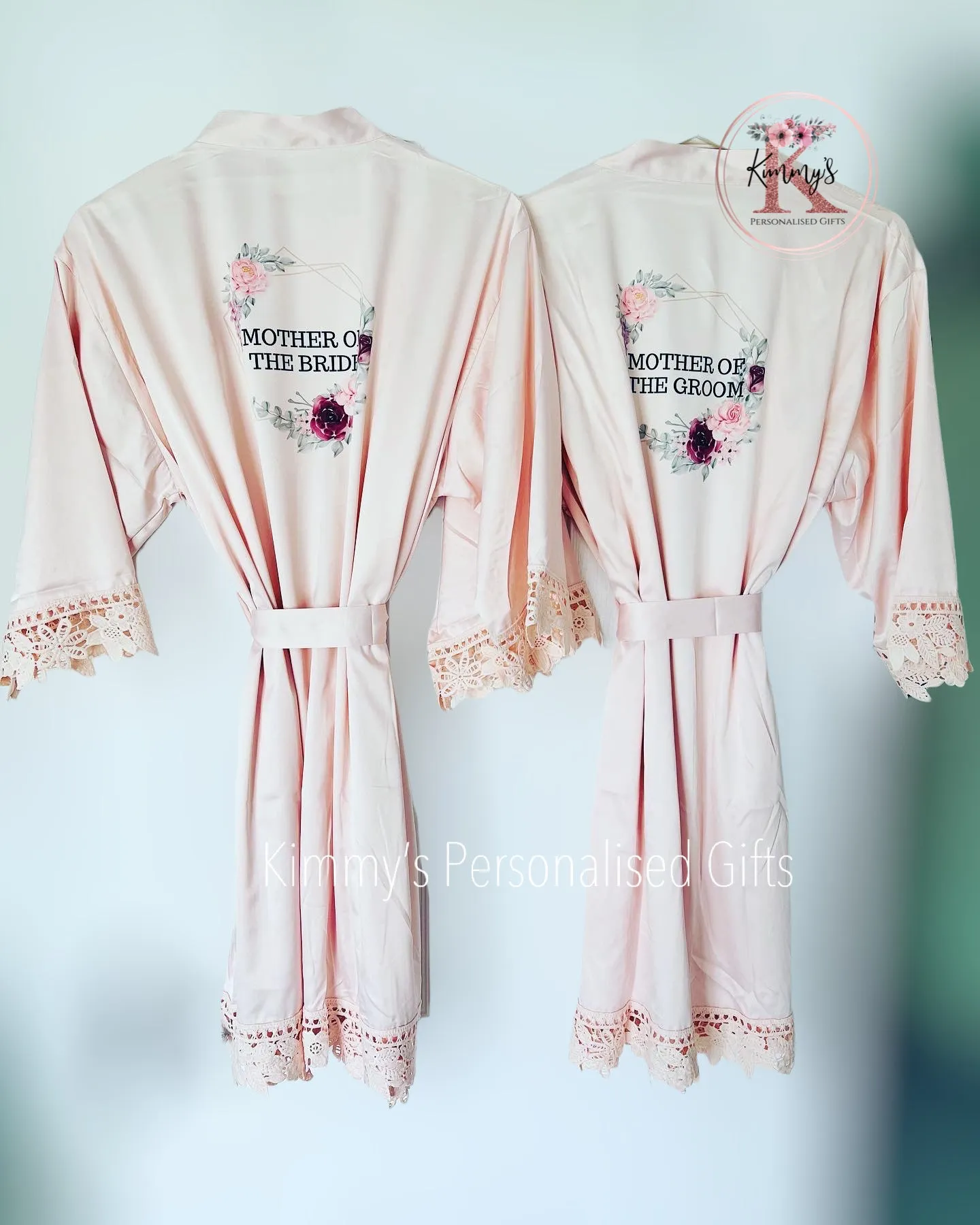 Blush Matte Satin Lace Robes