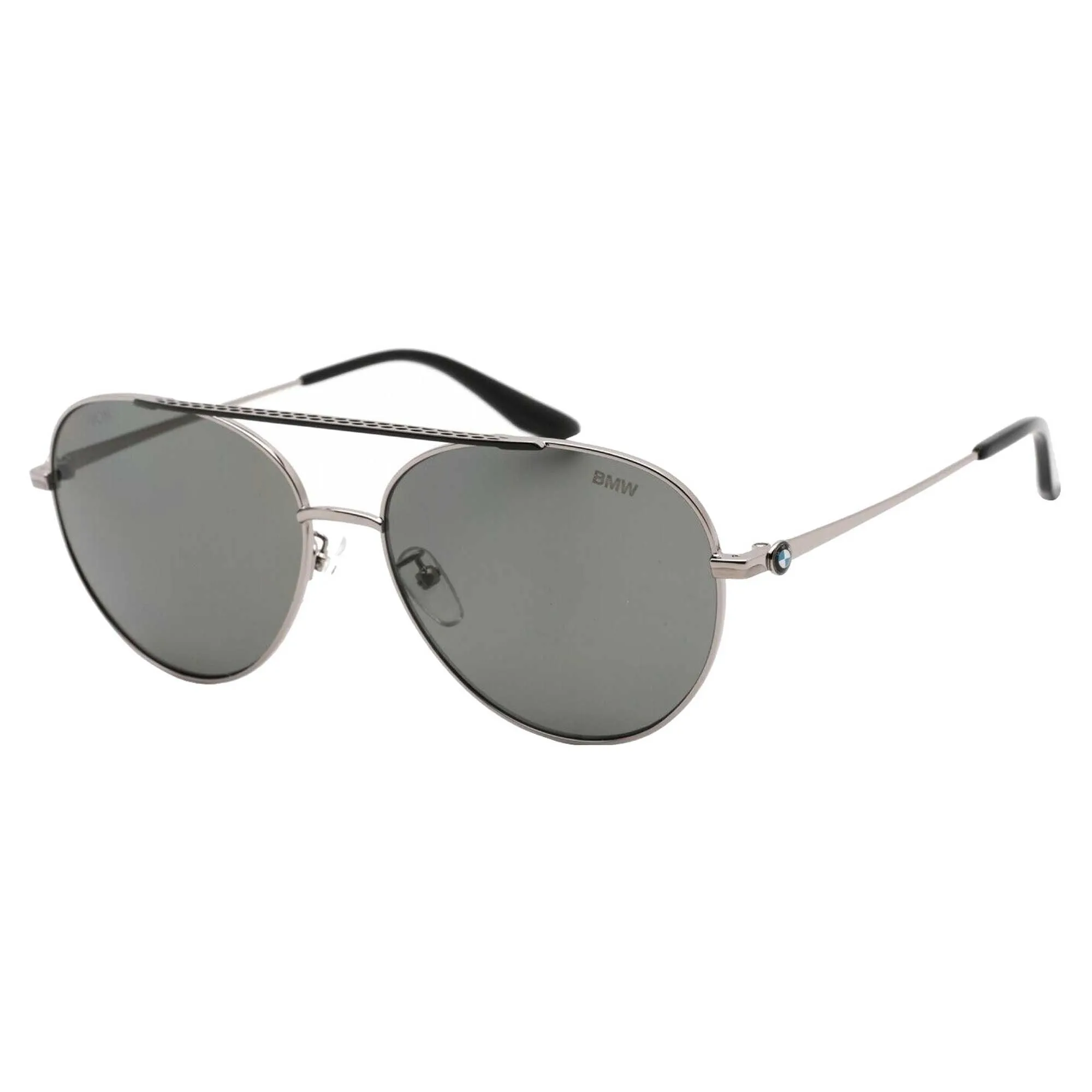 BMW Men's Sunglasses - Smoke Polarized Lens Shiny Light Ruthenium Frame | BW0006 14D