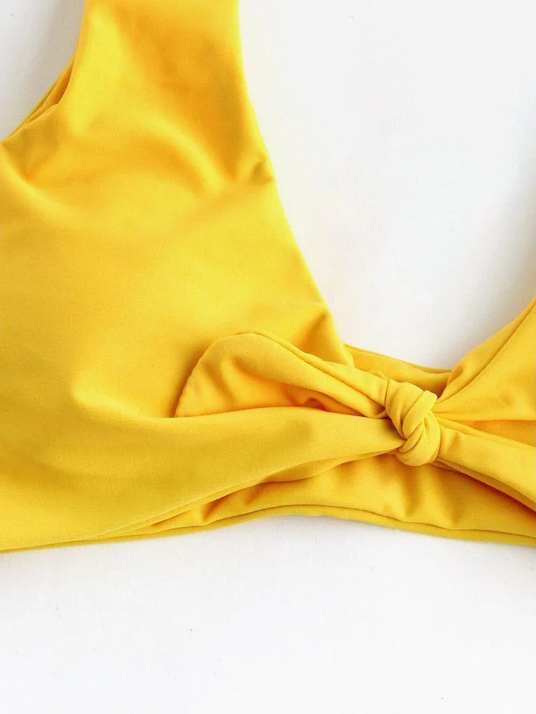Bow Tie Front Plunge Neckline Bikini Set
