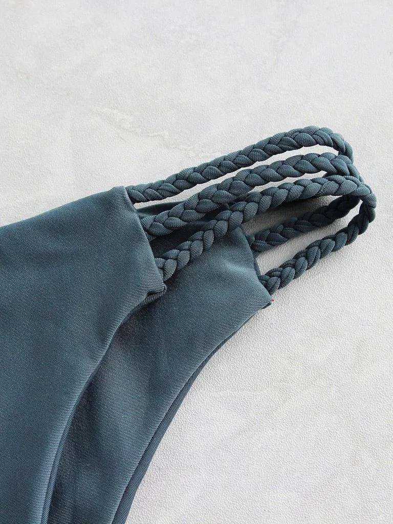 Braided Strap Ladder Cutout Bikini Set