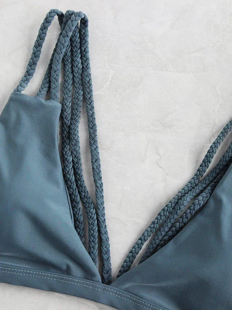 Braided Strap Ladder Cutout Bikini Set