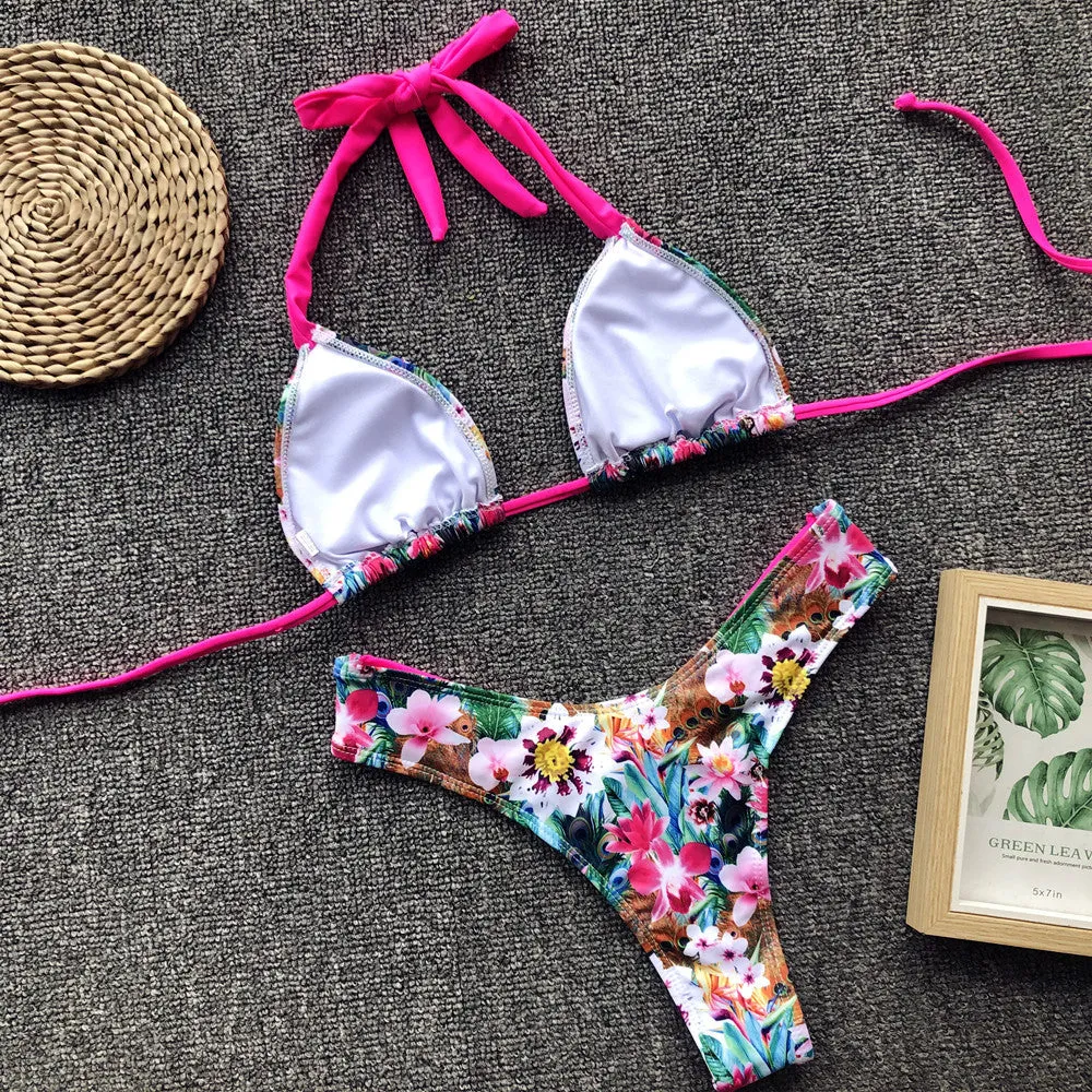 Brazilian Leopard Floral Casual Sexy Padded Swimwear Women