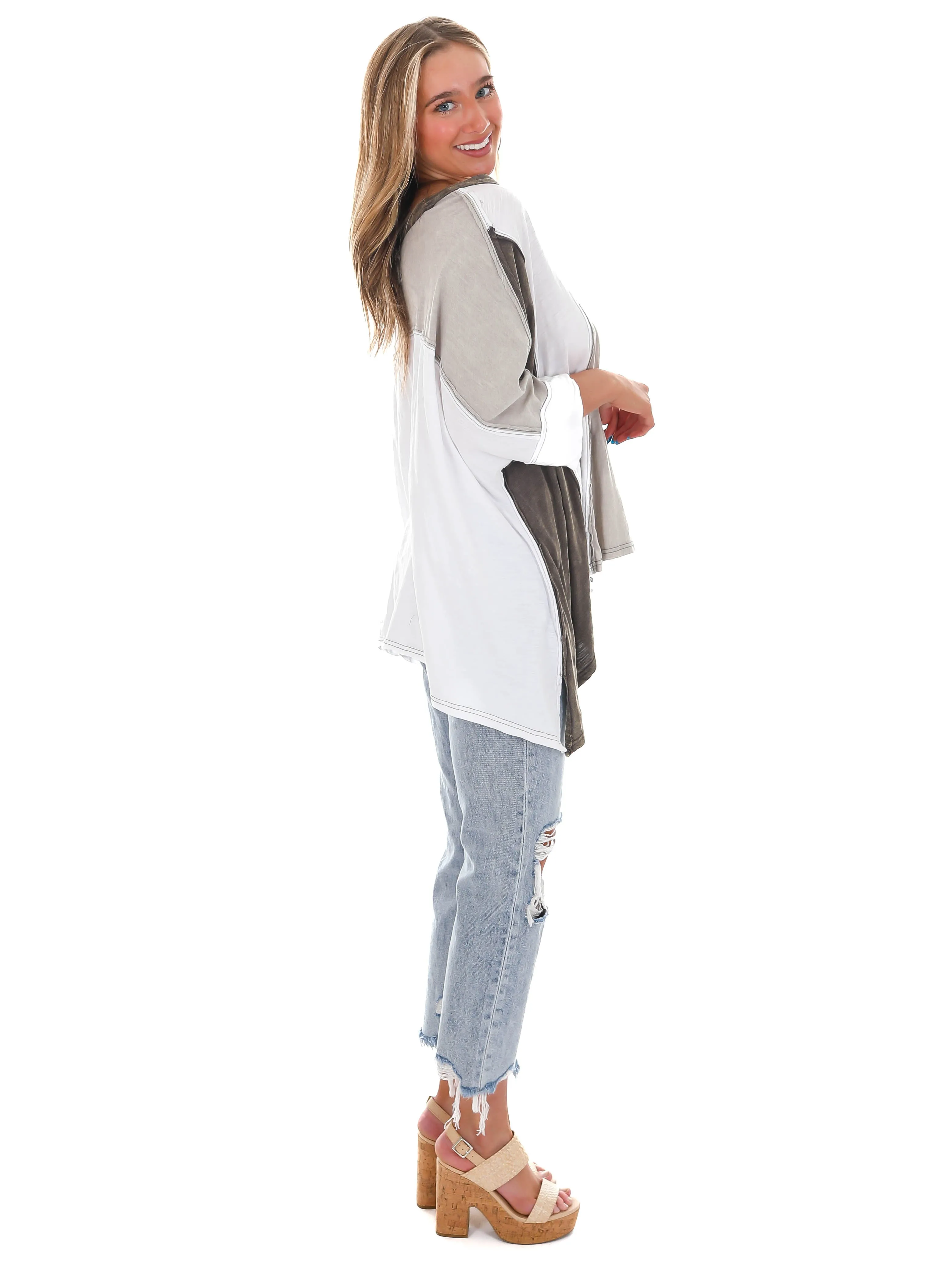 Catch the Wind Oversized Colorblock Top