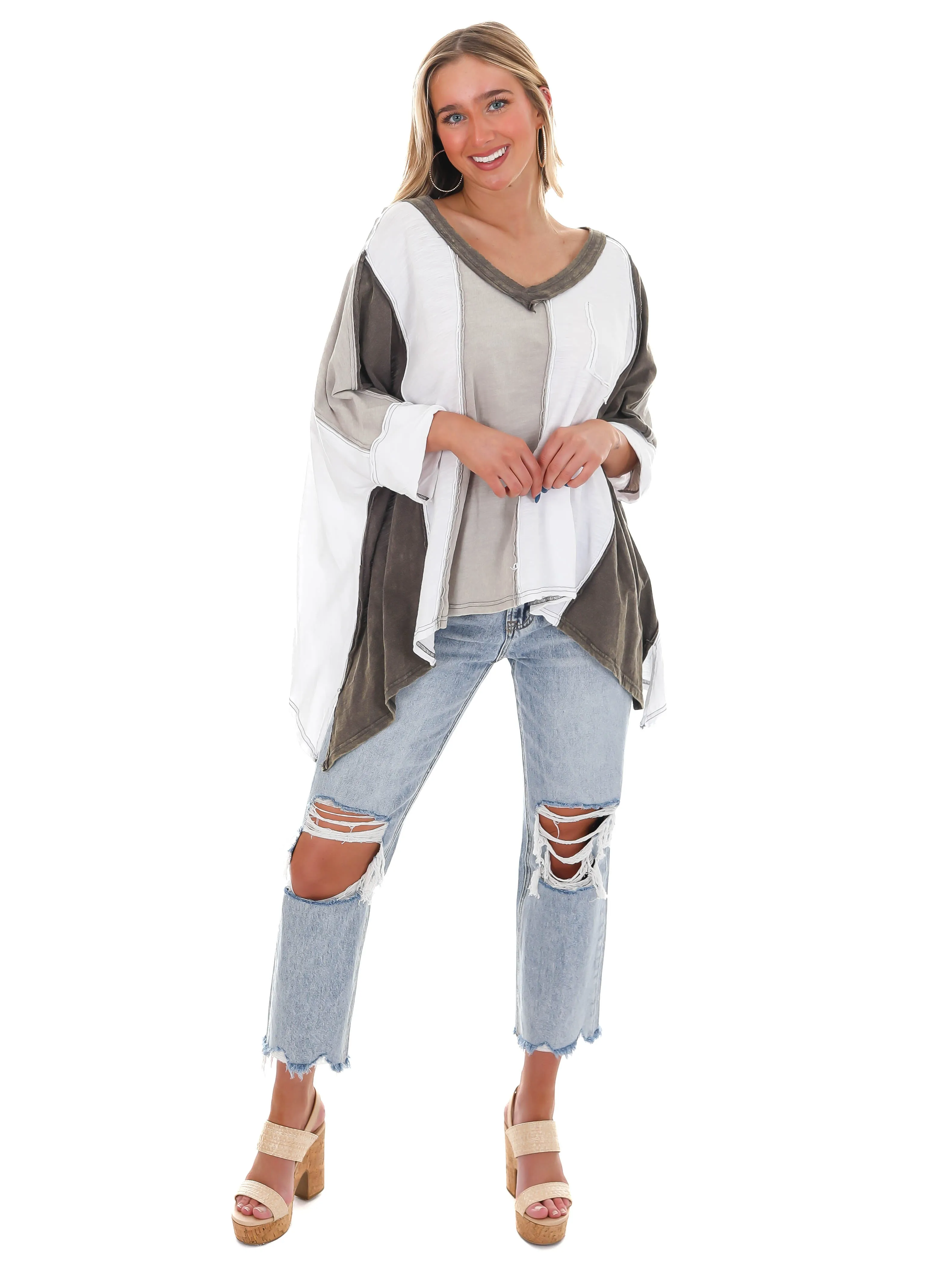 Catch the Wind Oversized Colorblock Top