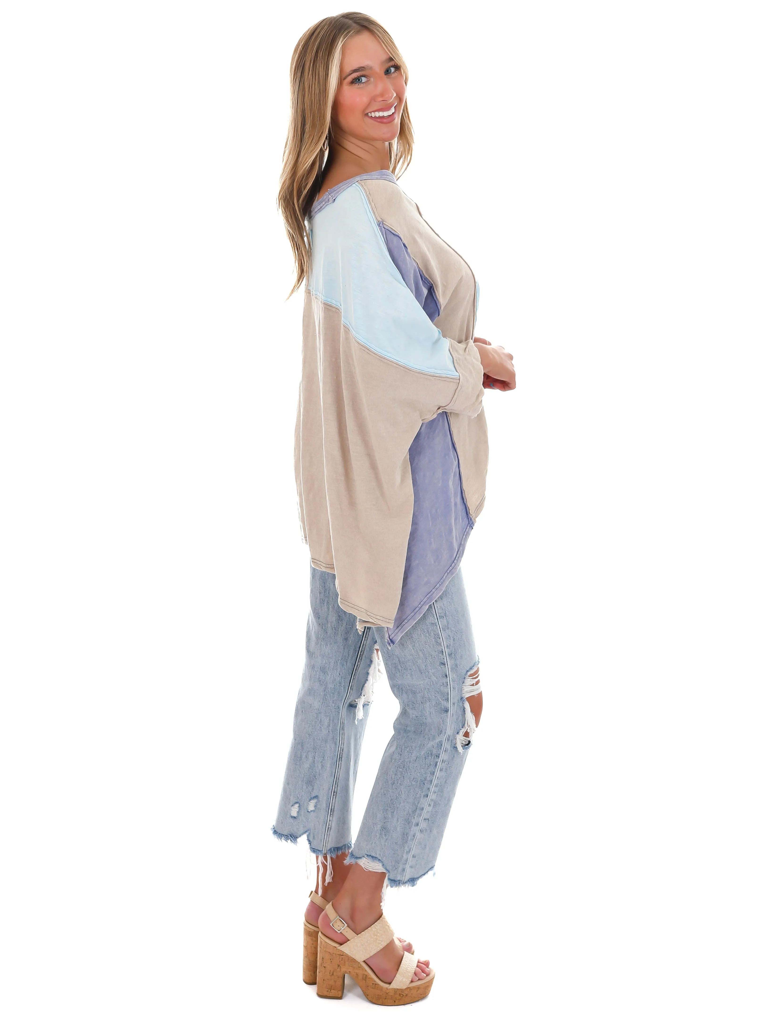 Catch the Wind Oversized Colorblock Top