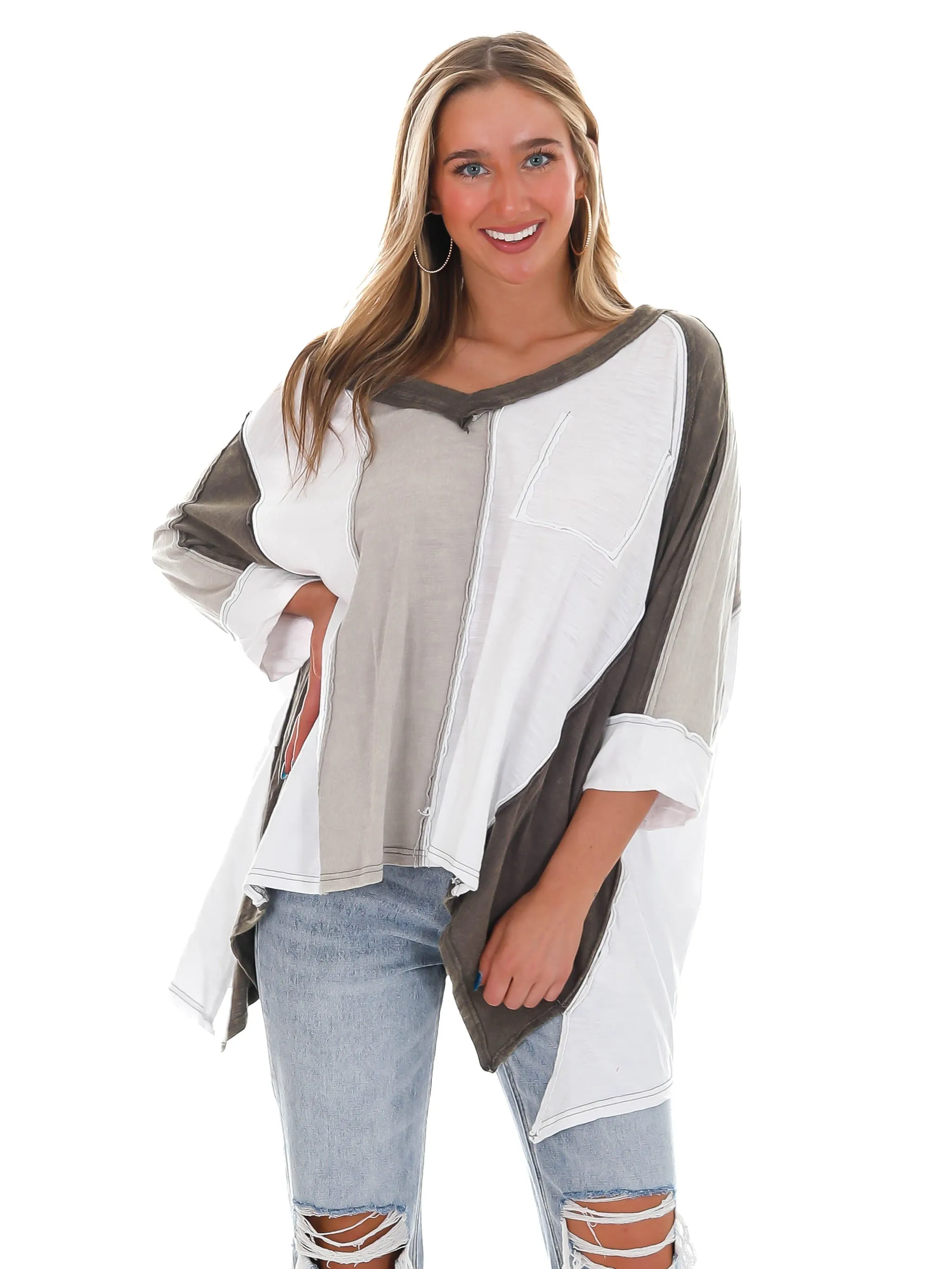 Catch the Wind Oversized Colorblock Top