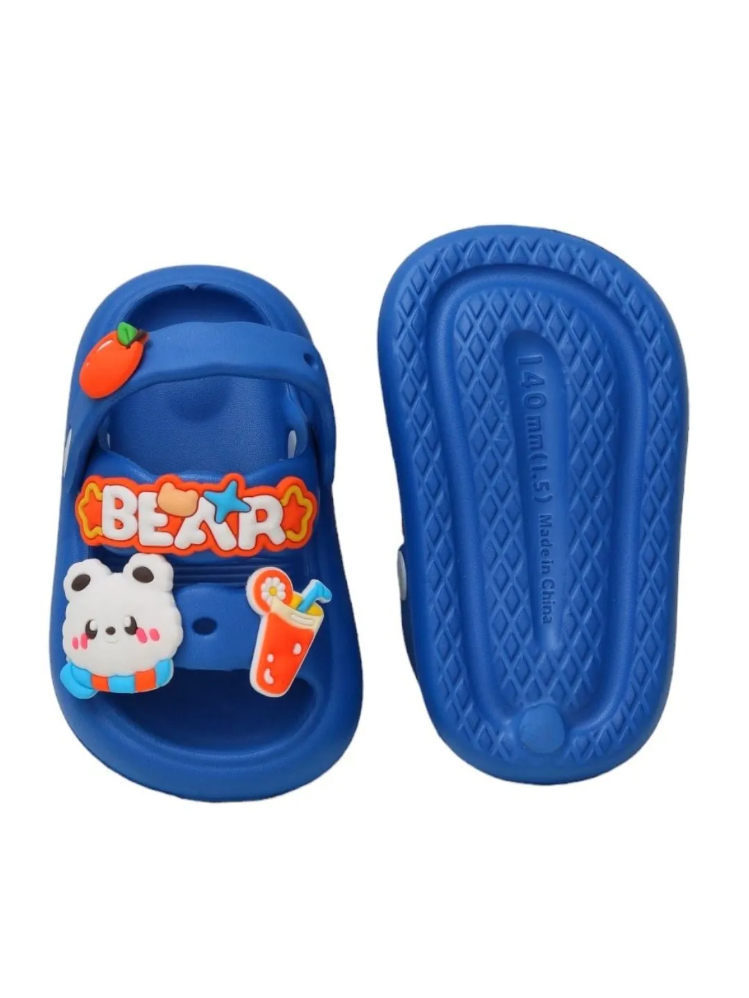 Children's Blue Slides with Cartoon Cloud and Beverage Charms