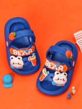 Children's Blue Slides with Cartoon Cloud and Beverage Charms