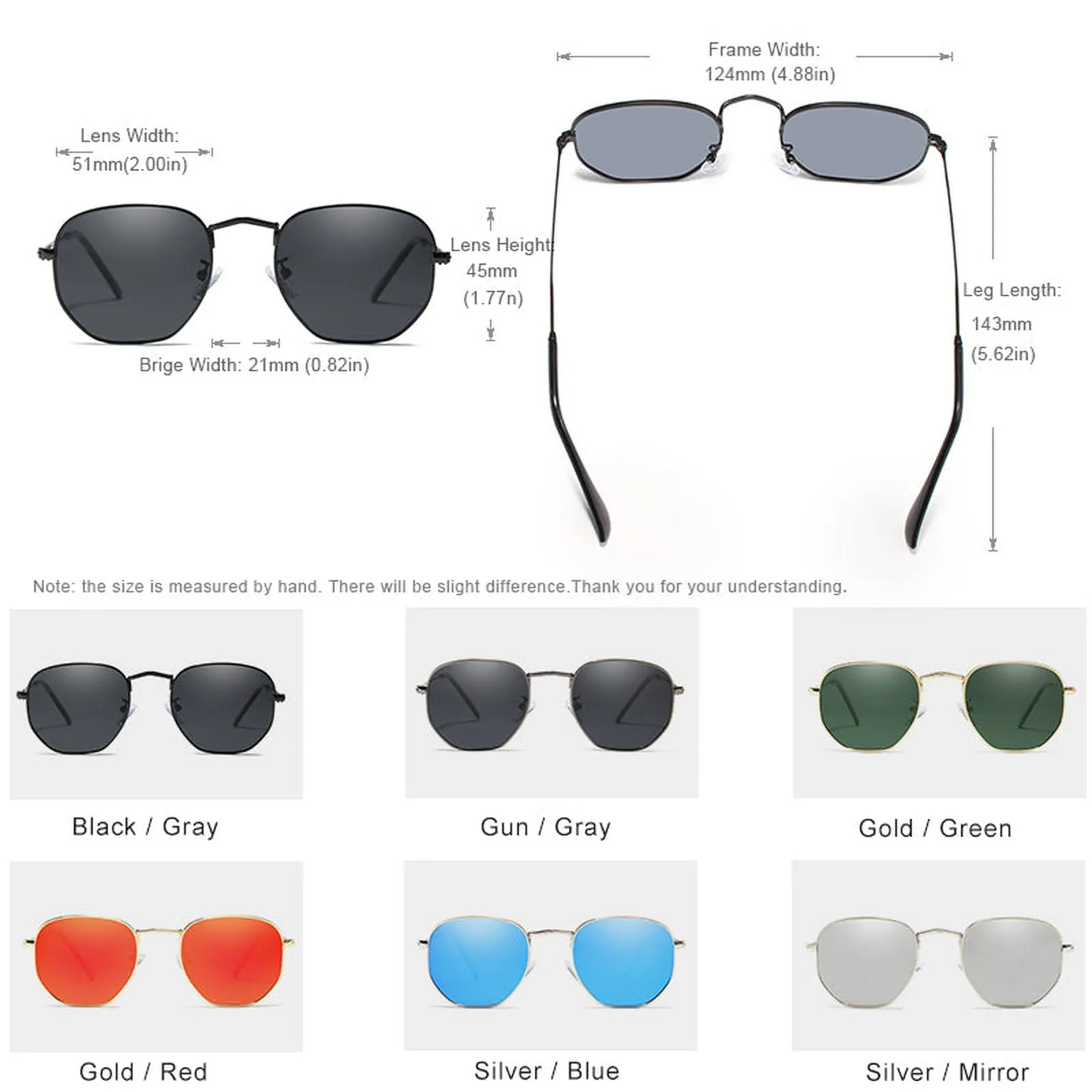 Classic Reflective Sunglasses - Hexagon Retro Sunglasses