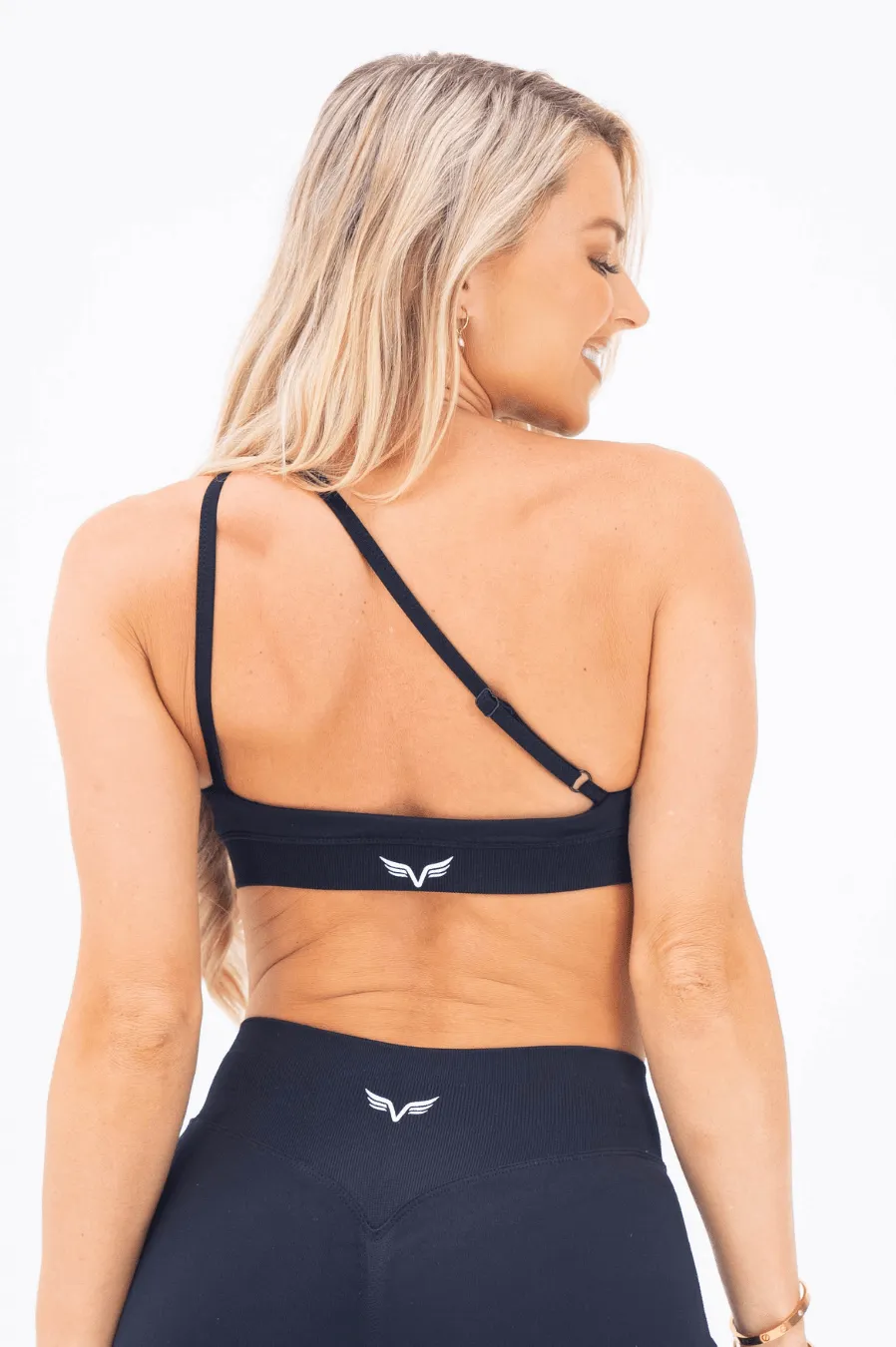 Club Athletica Flex Asymmetric Sports Bra Black