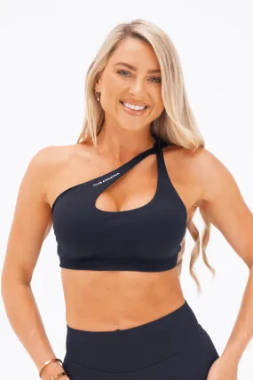 Club Athletica Flex Asymmetric Sports Bra Black