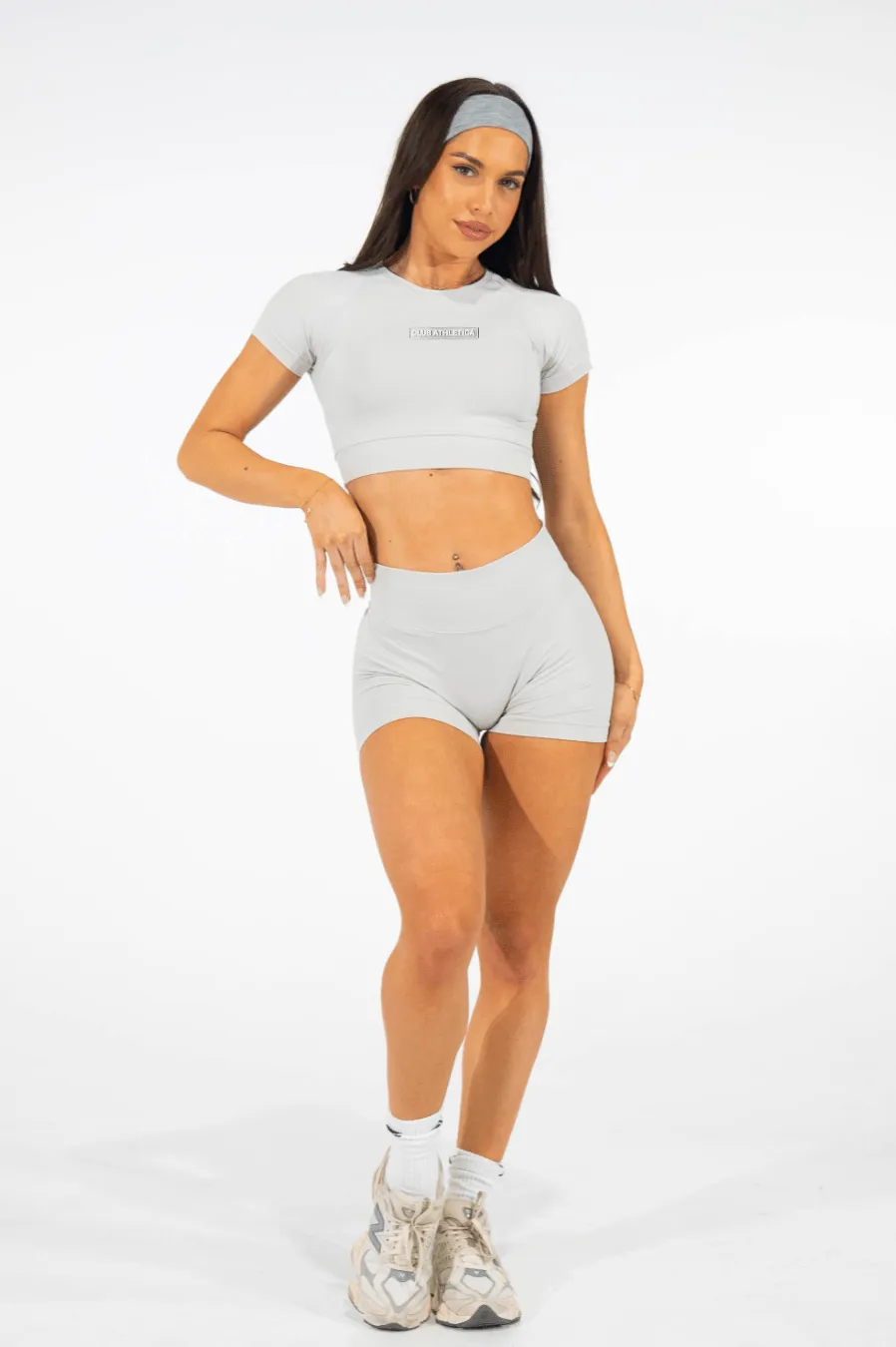 Club Athletica Flex Seamless Crop Top Light Grey