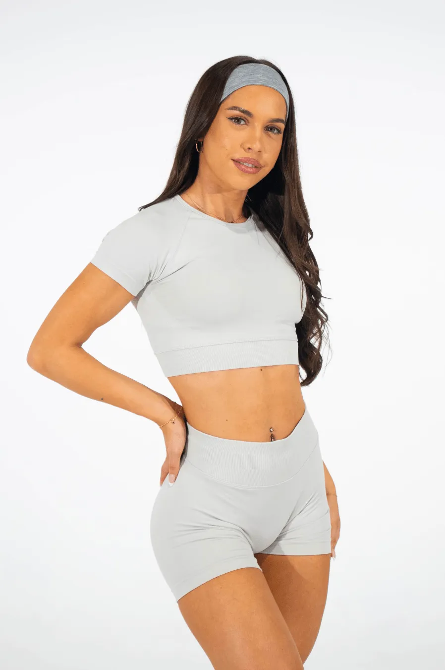 Club Athletica Flex Seamless Crop Top Light Grey