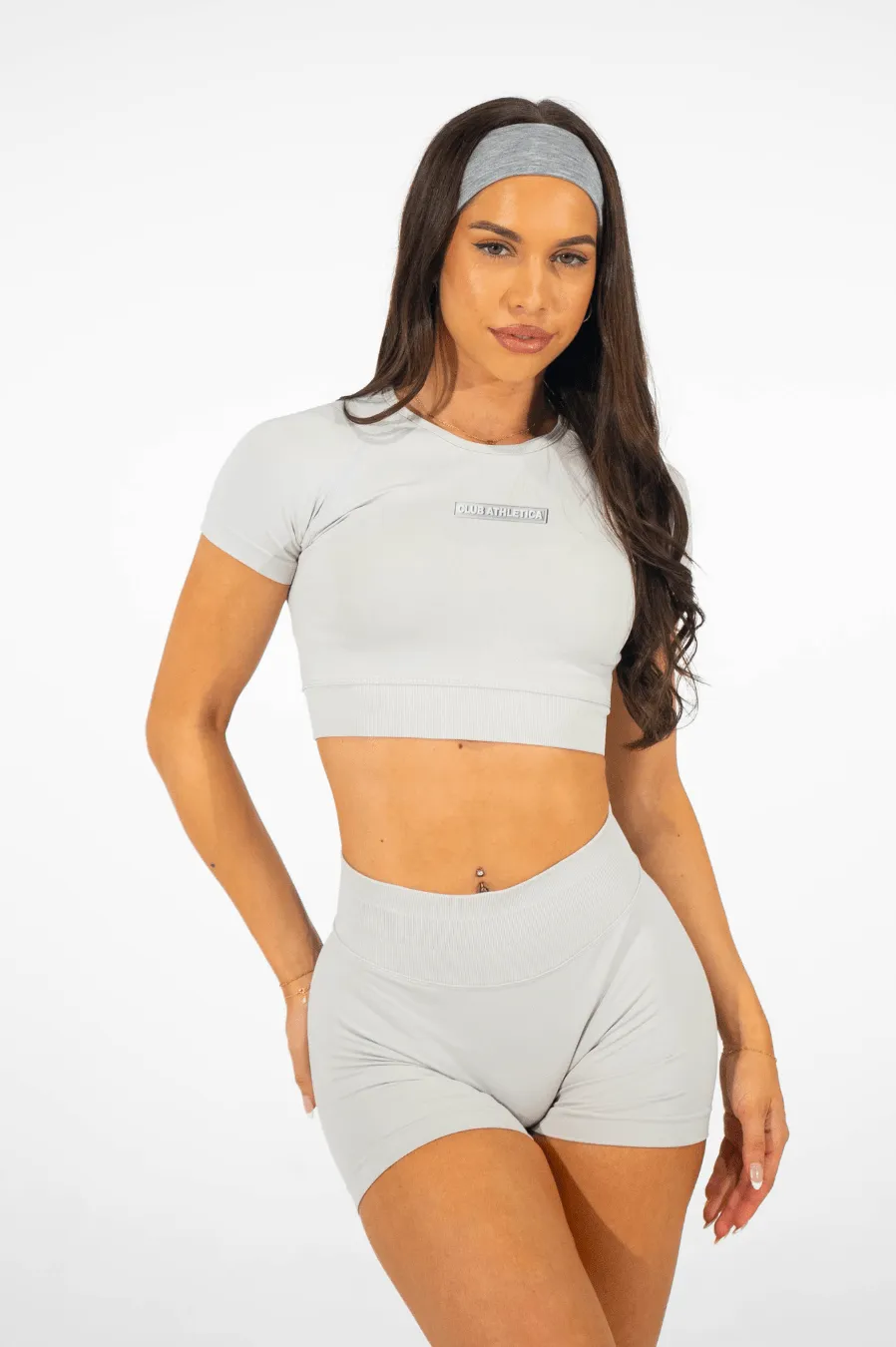 Club Athletica Flex Seamless Crop Top Light Grey