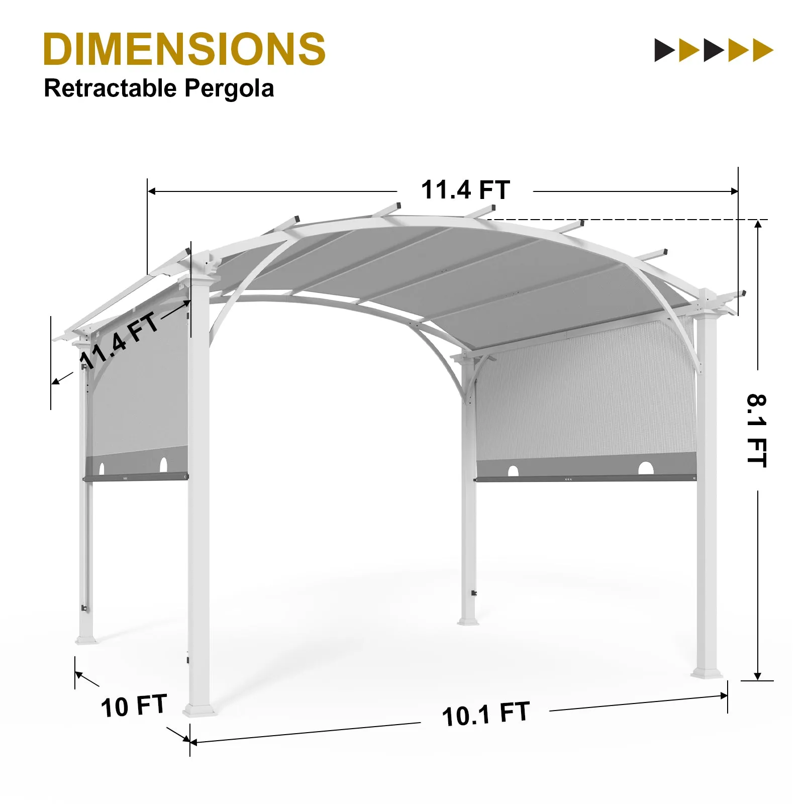 COOS BAY Outdoor Patio Pergola 11.4x11.4 ft with Retractable Textilene Canopy Top