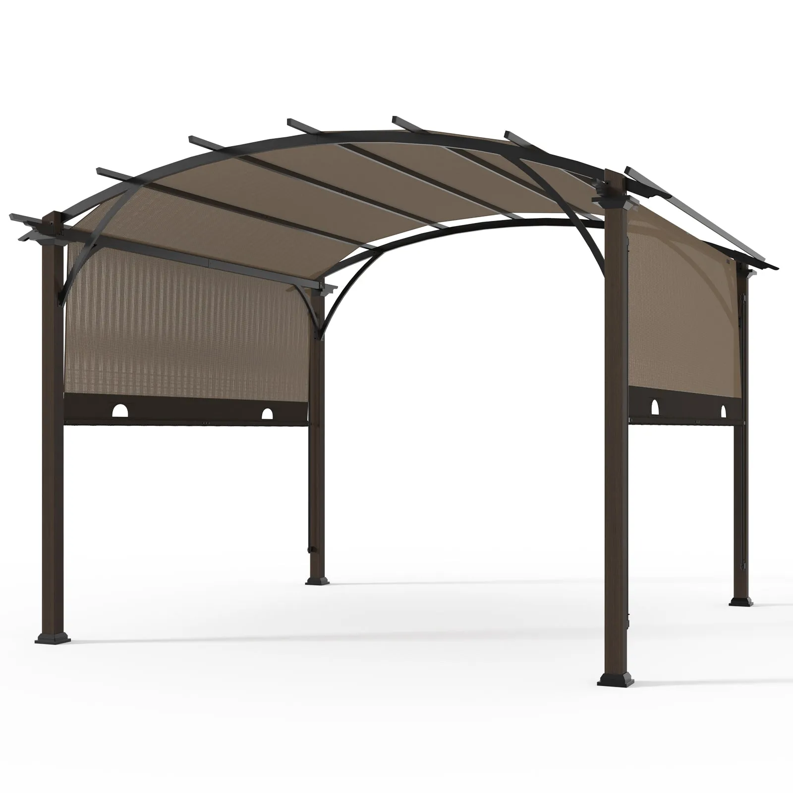 COOS BAY Outdoor Patio Pergola 11.4x11.4 ft with Retractable Textilene Canopy Top
