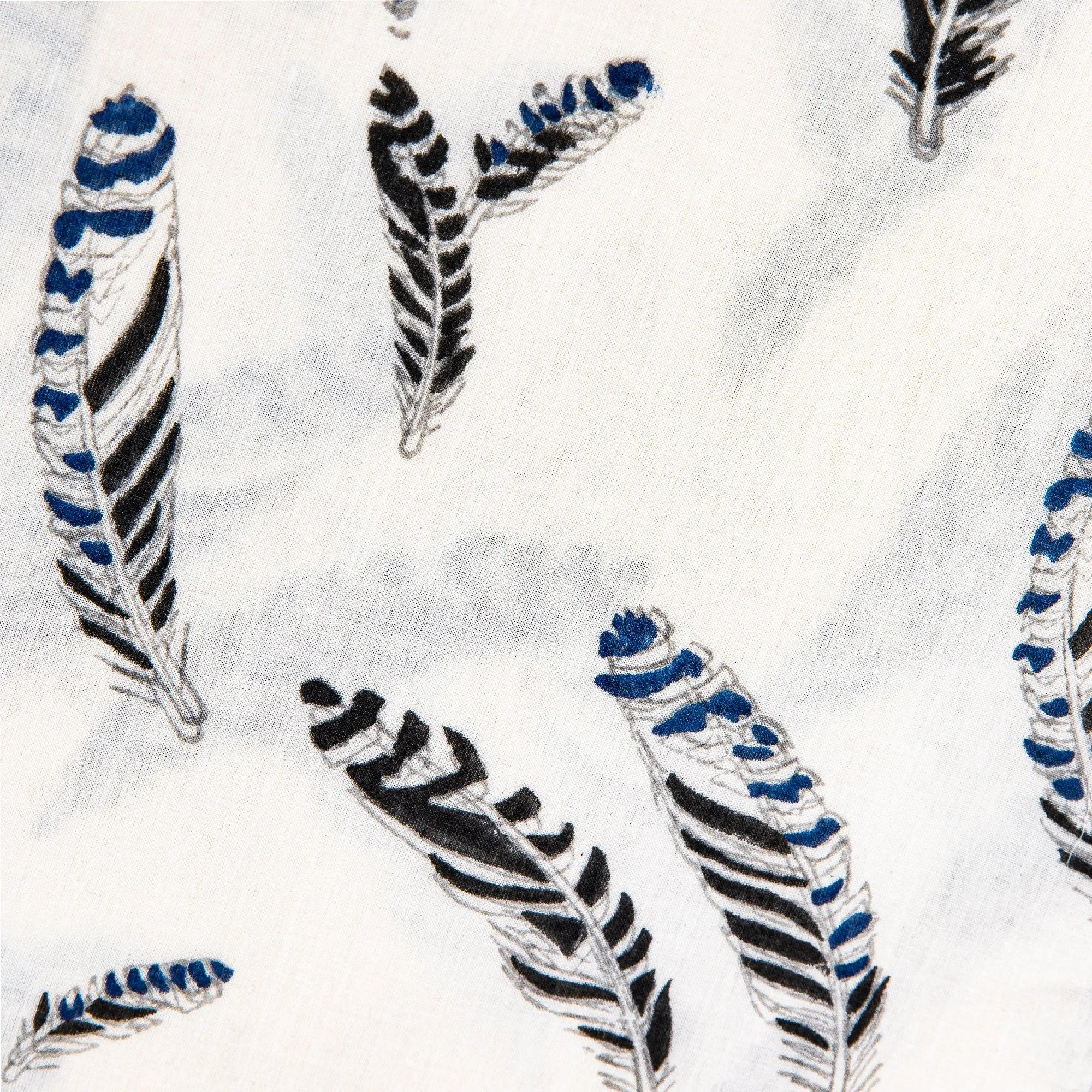 Cotton Kimono Robe, Hand Block Printed, Jay Feathers