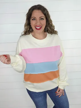 CREAM COLORBLOCK PULLOVER