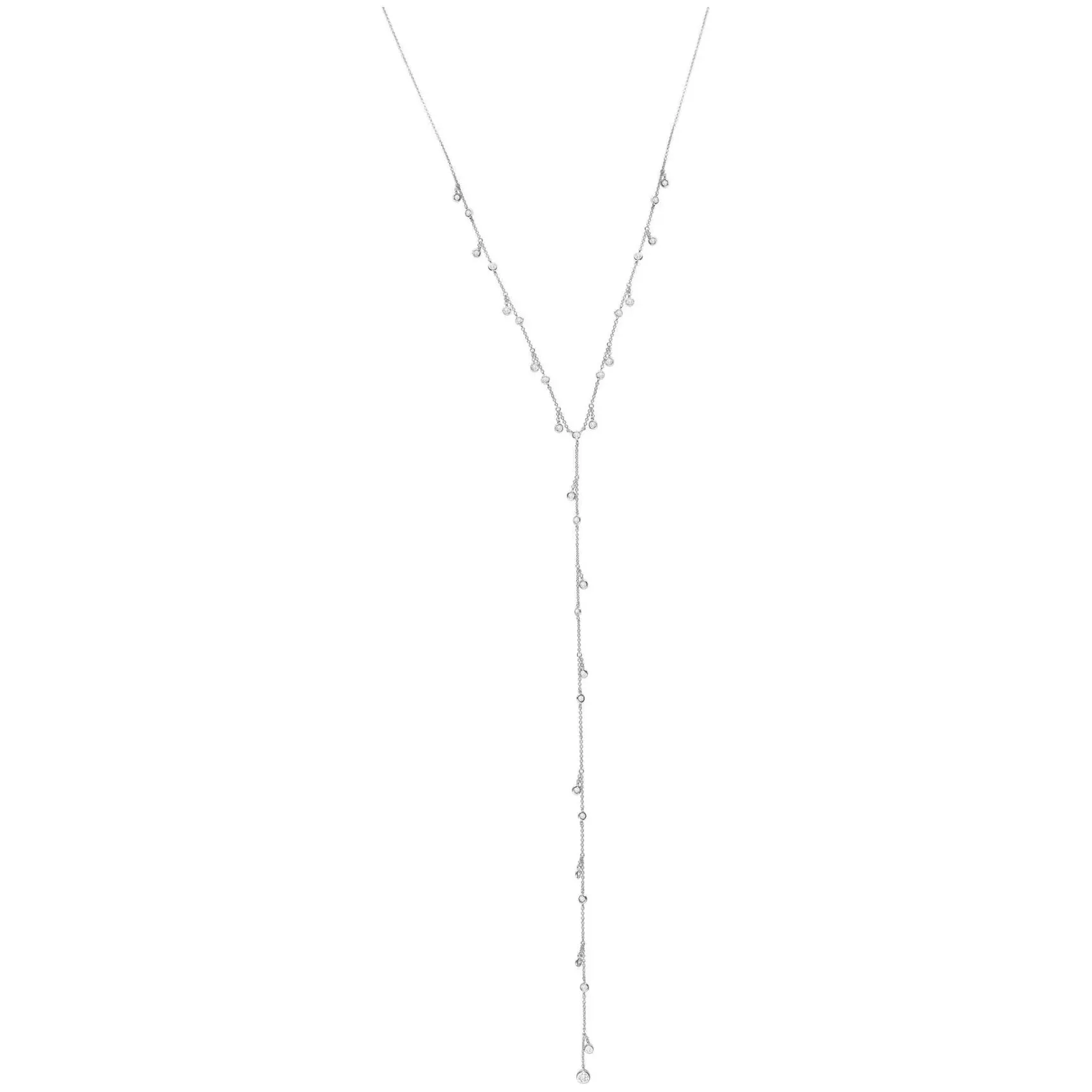 CRISLU  Adjustable Y Necklace with Dangle Bezel Drops