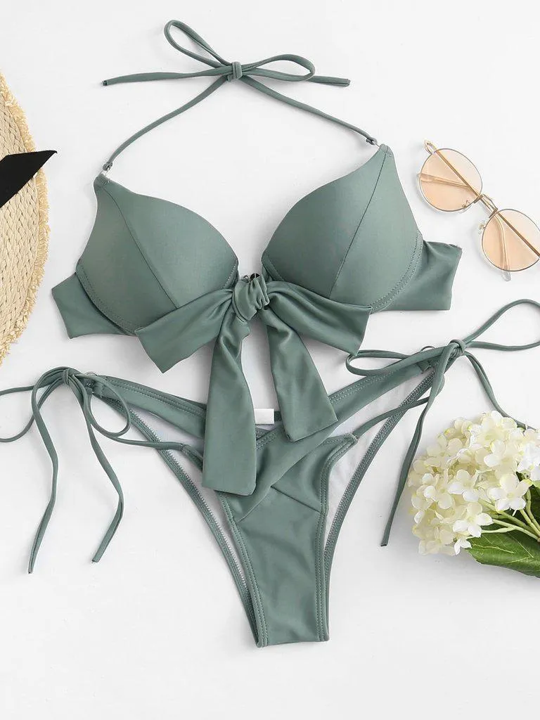 Crossover Bow Tie Bikini Set