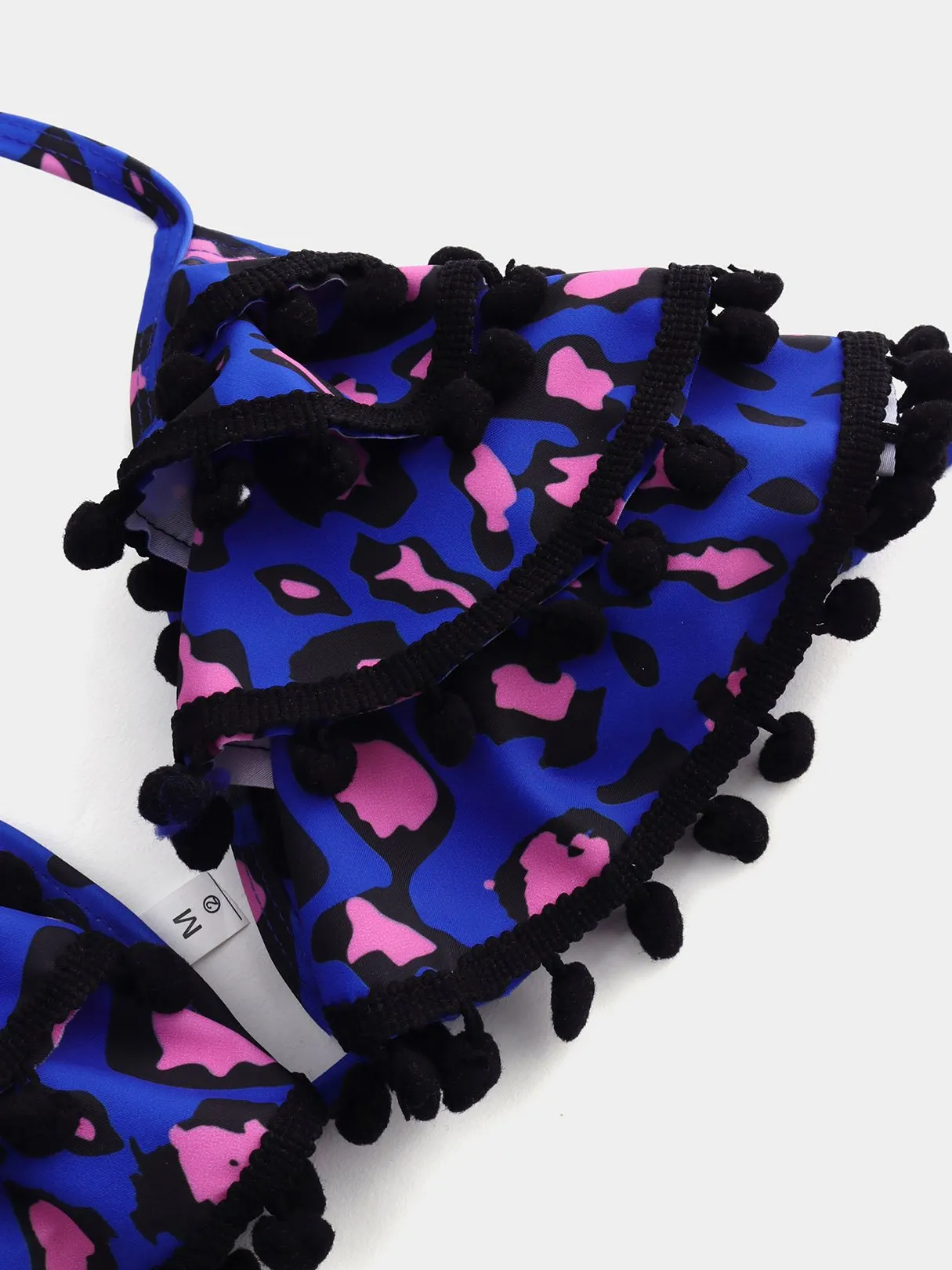 Custom Strapless Deep V Neck Floral Print Wireless Sleeveless Ruffle Hem Bikinis