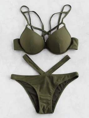 Cutout Front Bustier Bikini Set