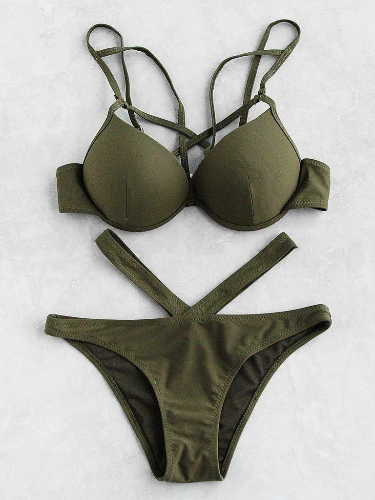 Cutout Front Bustier Bikini Set