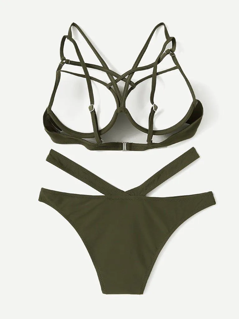 Cutout Front Bustier Bikini Set