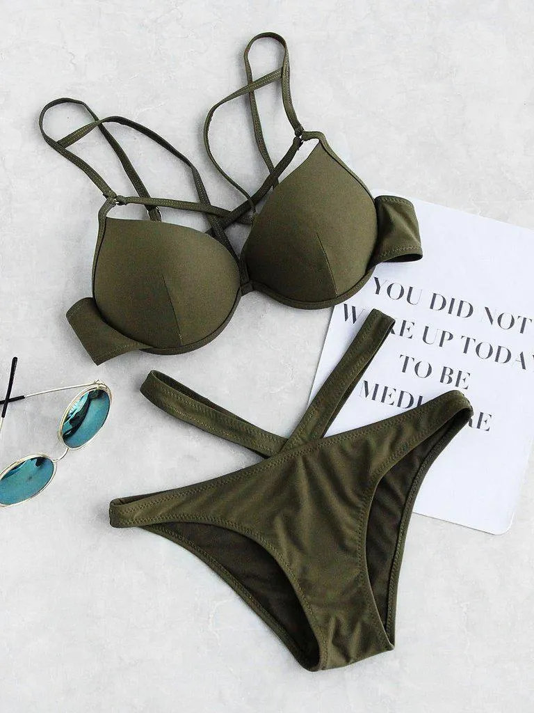 Cutout Front Bustier Bikini Set