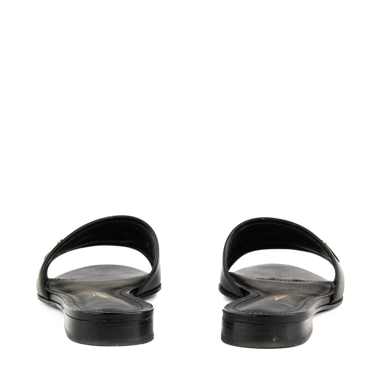Ferragamo Black Leather Gancini Slides Size US 8.5