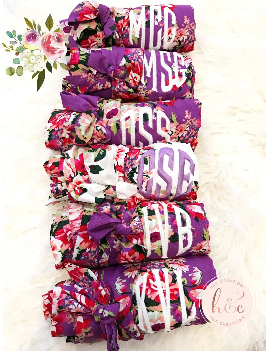 Floral Bridesmaid Robe, Bridesmaid Gift, Personalized Robe, Flower Girl Robe, Bridal Robe, Cotton Floral Robe