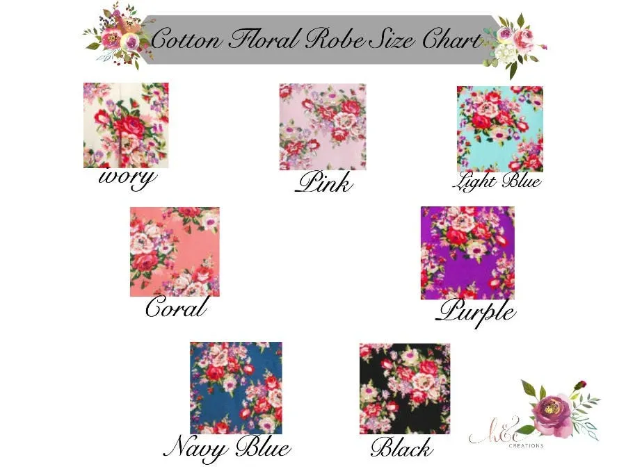 Floral Bridesmaid Robe, Bridesmaid Gift, Personalized Robe, Flower Girl Robe, Bridal Robe, Cotton Floral Robe