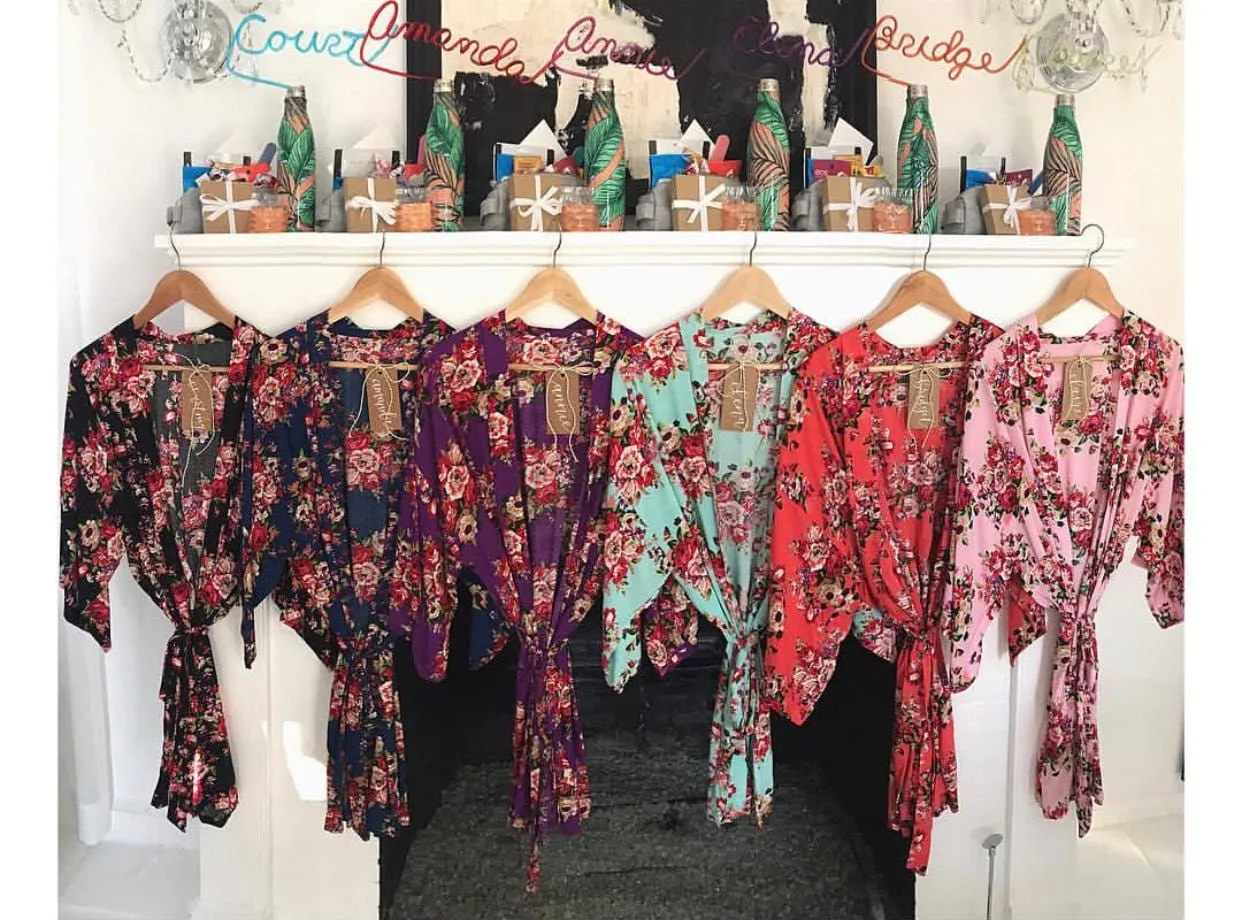Floral Bridesmaid Robe, Bridesmaid Gift, Personalized Robe, Flower Girl Robe, Bridal Robe, Cotton Floral Robe