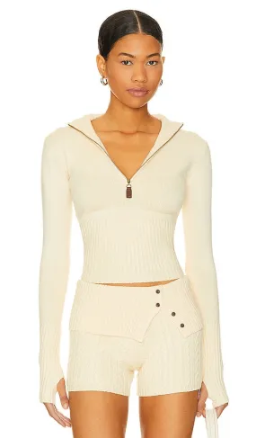 Frankies Bikinis Maverick Cloud Knit Jacket in Cream