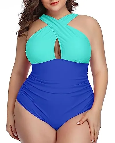 Front Cross Plus Size Keyhole One Piece Swimsuits