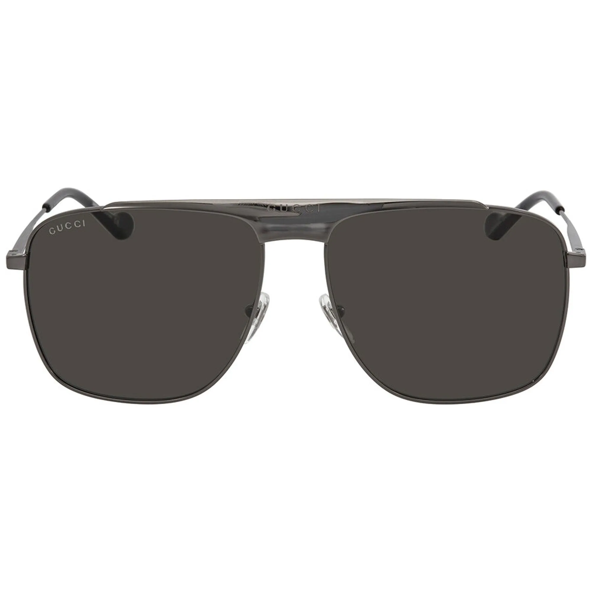 Gucci Men's Sunglasses - Grey and Black Metal Navigator Shaped Frame | GG0909S 001