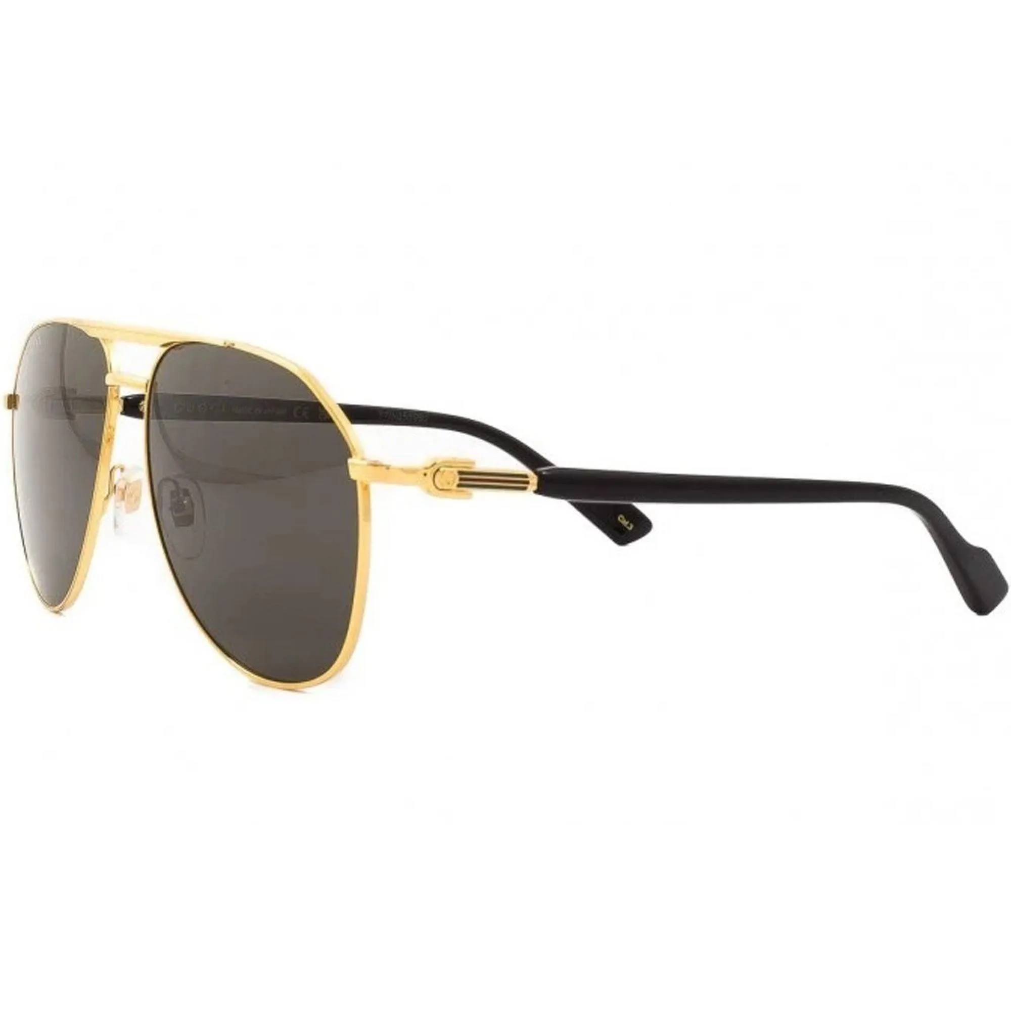 Gucci Unisex Sunglasses - Full Rim Gold and Black Pilot Metal Frame | GG1220S 001