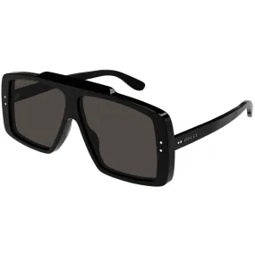 Gucci Unisex Sunglasses - Nylon Lens Black Acetate Wrap Shaped Frame | GG1369S 001
