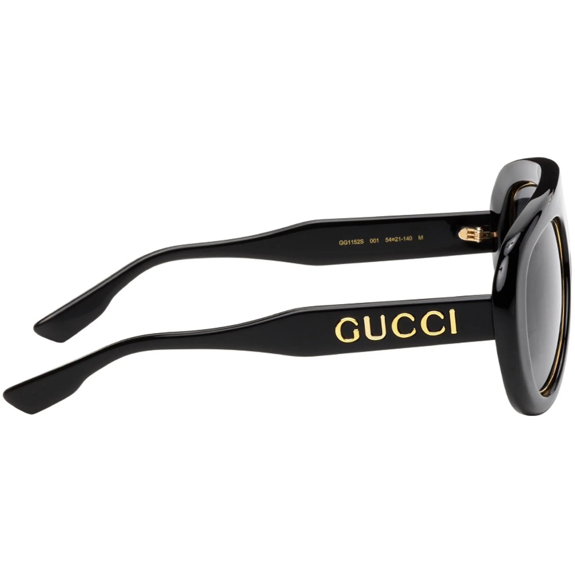 Gucci Unisex Sunglasses - Nylon Lens Shiny Black Acetate Mask Frame | GG1152S 001