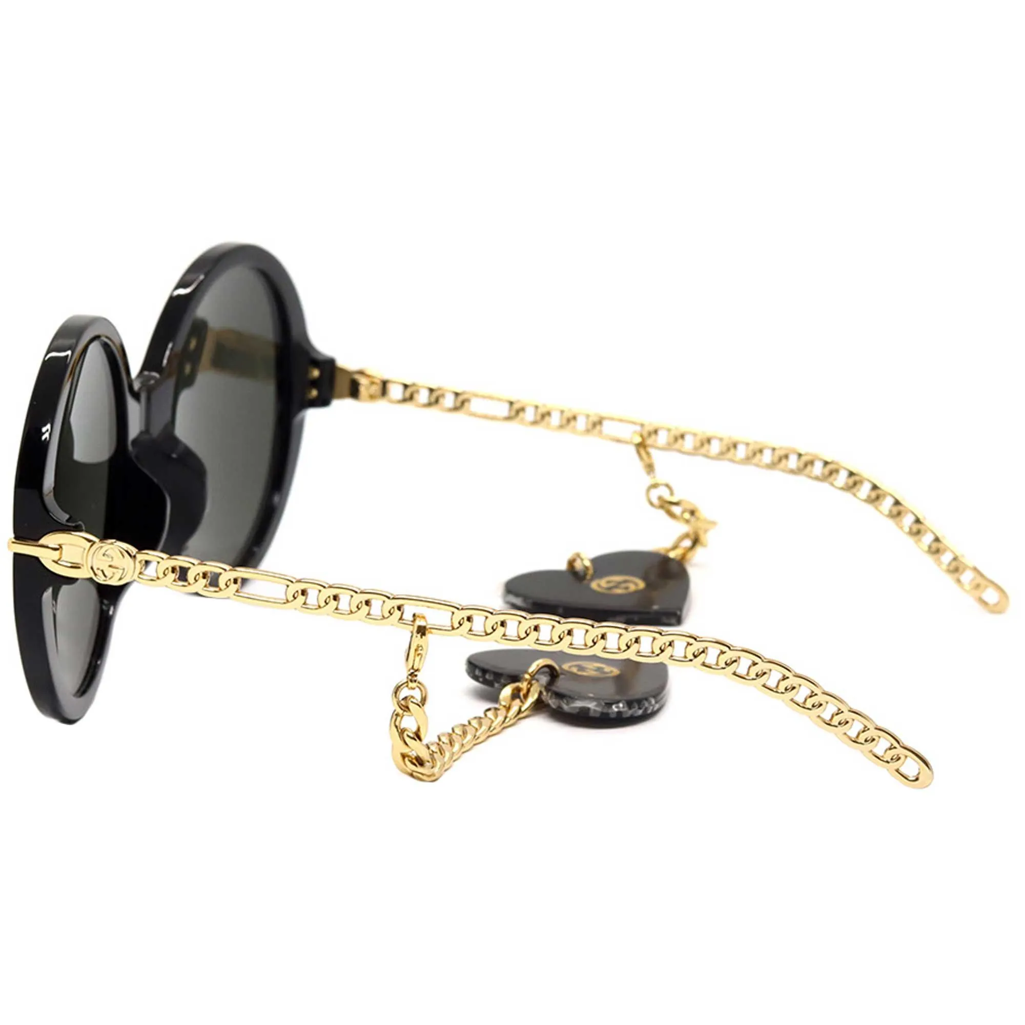 Gucci Women's Sunglasses - Dark Grey Lens Black and Gold Acetate Frame | GG0726S 005