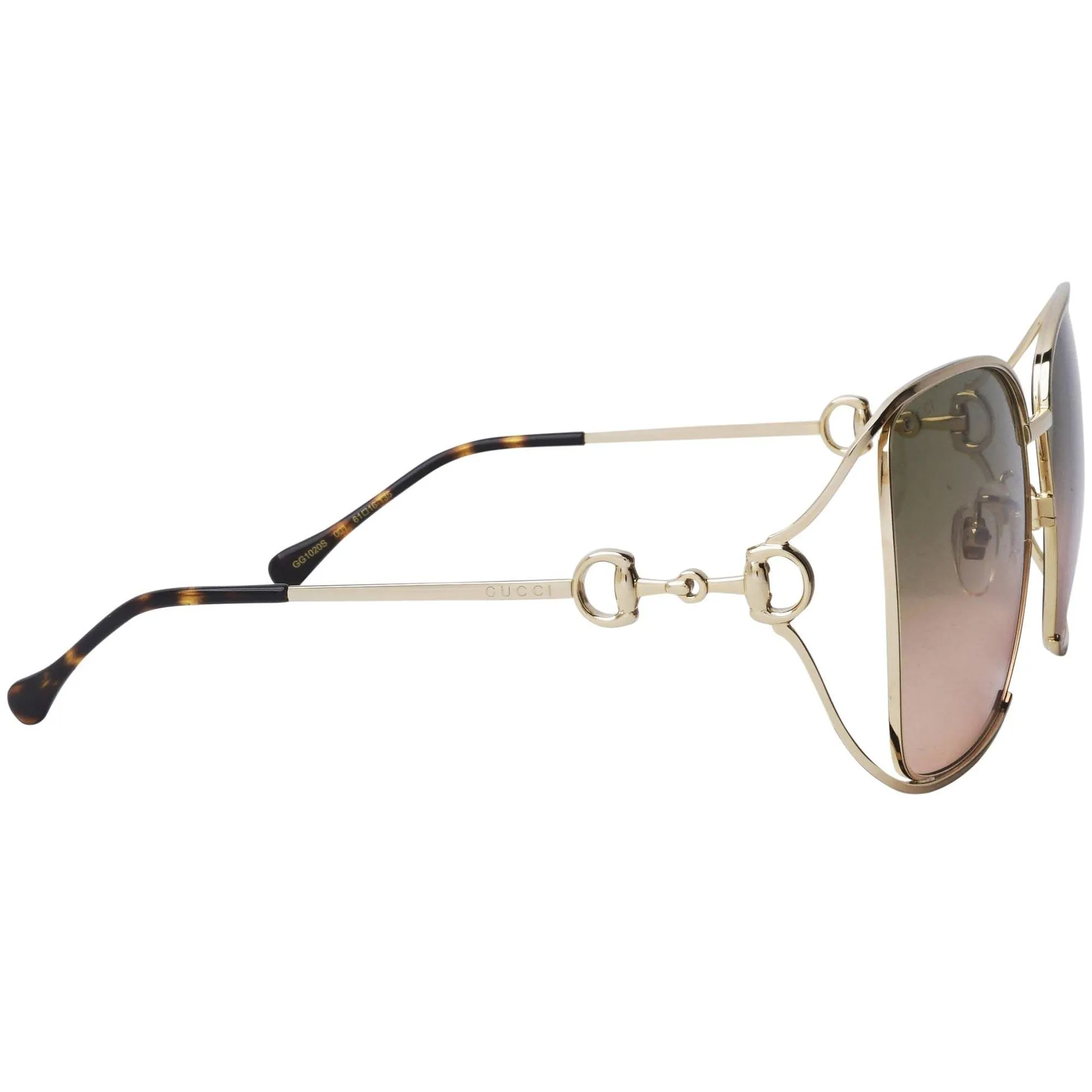 Gucci Women's Sunglasses - Gradient Green Lens Gold Metal Square Frame | GG1020S 001