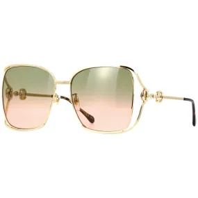 Gucci Women's Sunglasses - Gradient Green Lens Gold Metal Square Frame | GG1020S 001