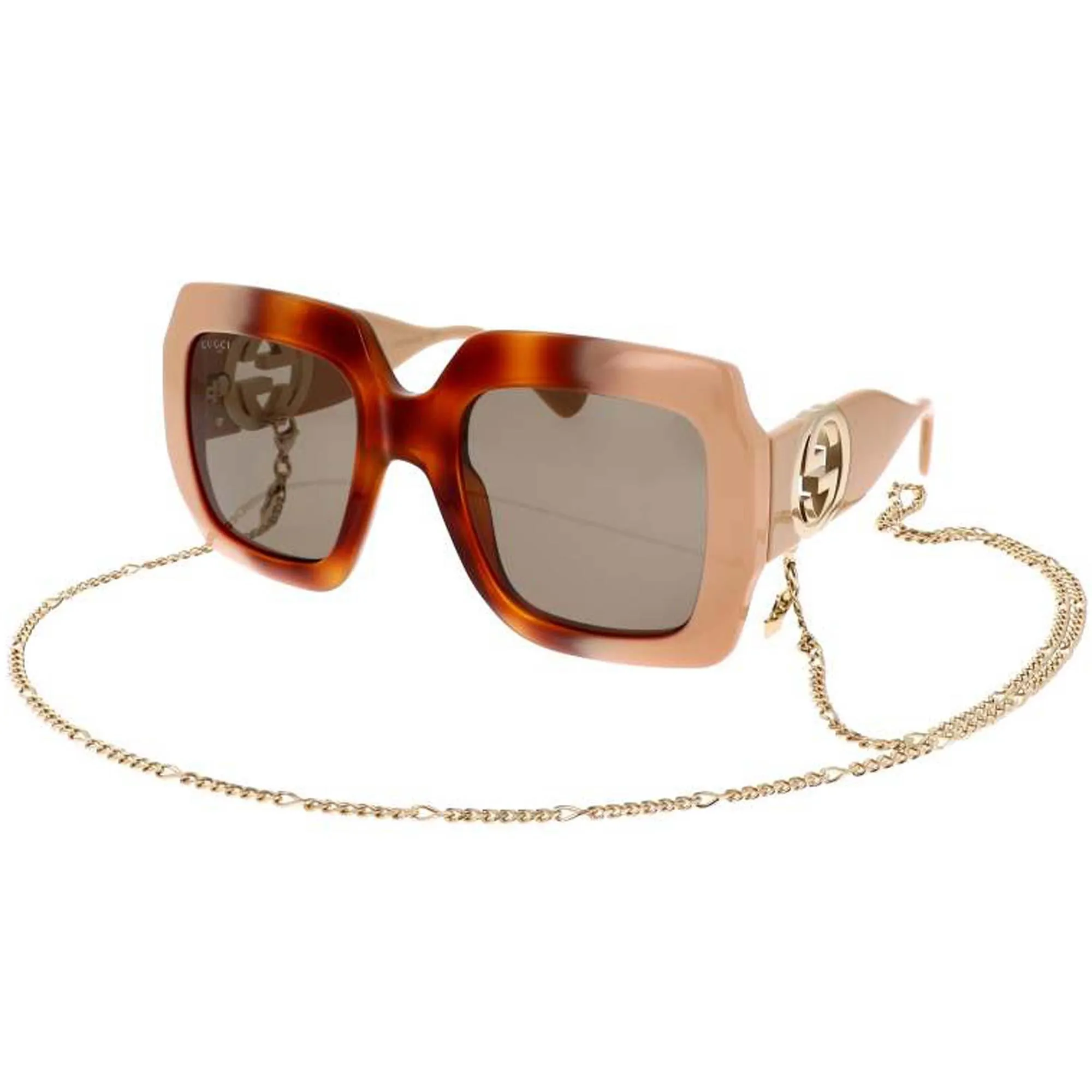 Gucci Women's Sunglasses - Havana and Ivory Square Shape Acetate Frame | GG1022S 003
