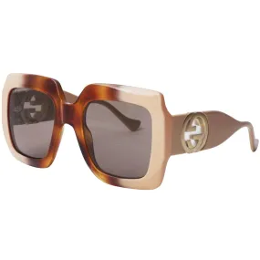 Gucci Women's Sunglasses - Havana and Ivory Square Shape Acetate Frame | GG1022S 003